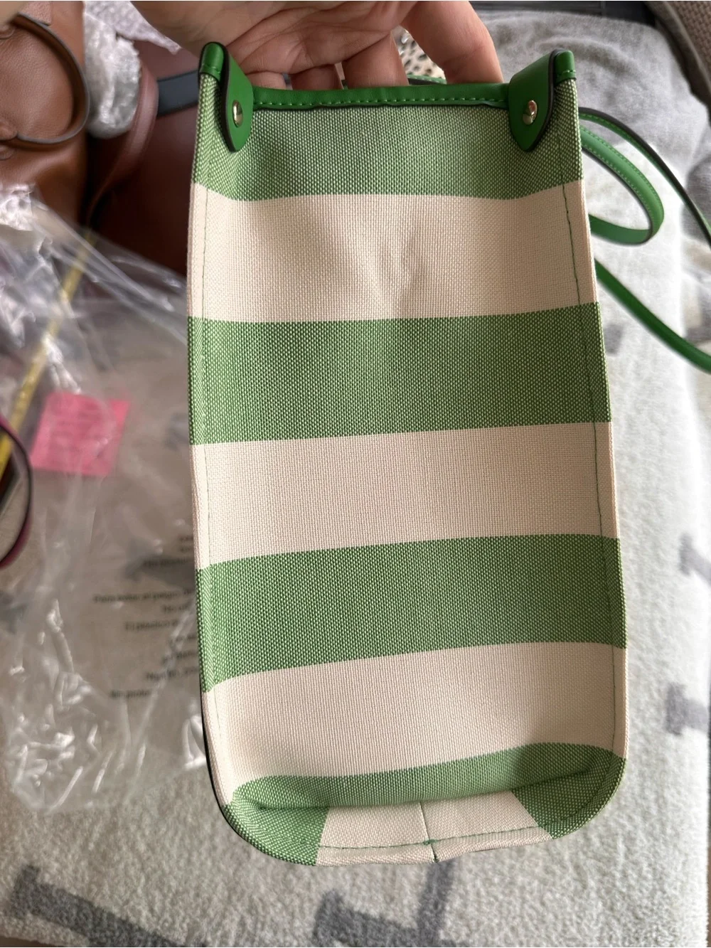 Kate Spade Market Cabana Striped Green & White Tote